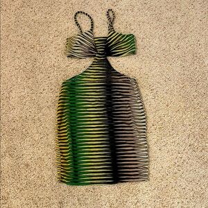 Multi color green mesh mini dress size small #95